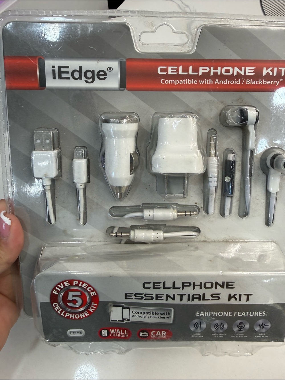 edge White & Silver Cellphone Essentials Kit - Earbuds & Chargers - Picture 3 of 3